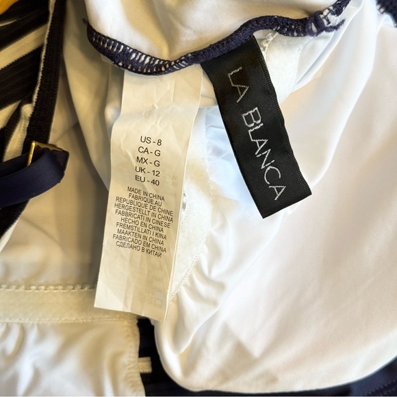 NWT LA BLANCA Capri Stripe Plunge One Piece Size 8 - Picture 11 of 12